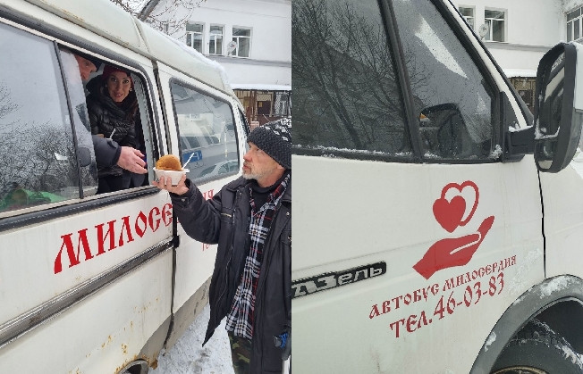 Ивановский автобус милосердия «Добруша» кормит обедами бедных людей
