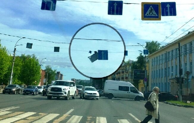 В центре Иванова скандальный дорожный знак угрожает водителям